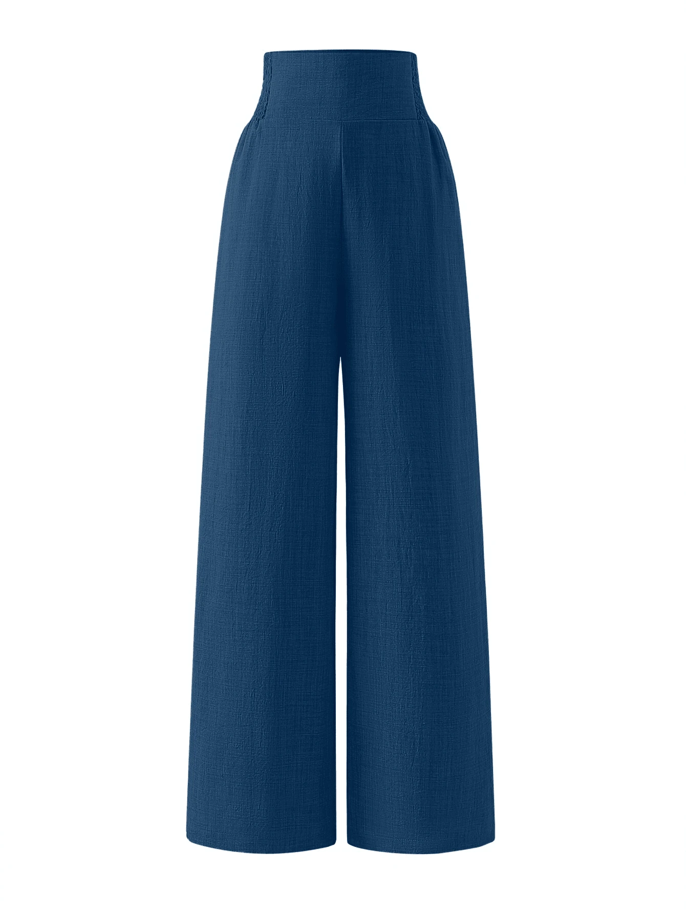 Sparklyn 少女夏季休闲度假高腰宽松阔腿裤，蓝色 - 寶藍色 - 查看 1