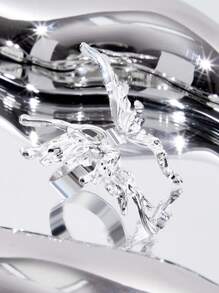 SHEIN ICON Butterfly Shaped Cuff Ring - Silver - View 5
