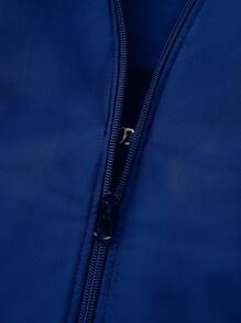 SHEIN Swim Plus Size One-Piece Swimsuit With Adjustable Drawstring And Bindwrap - Navy Blue - View 14