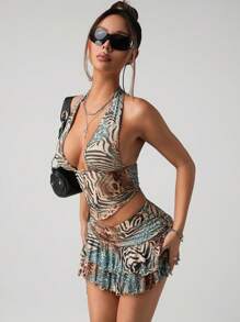 SHEIN ICON 2 件套女式挂脖式背心 + 迷你裙套装