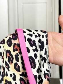 BamGleam Fashionable Contrast Leopard Print Sleeveless Suit - Brown - View 7