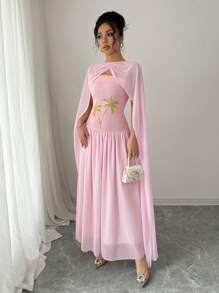 Rafferiza Vestido de mujer de verano tipo bandeau de gasa con parches, color rosa - Rosa - Ver 4
