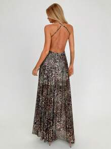 Aloruh Abito con stampa leopardata per vacanze