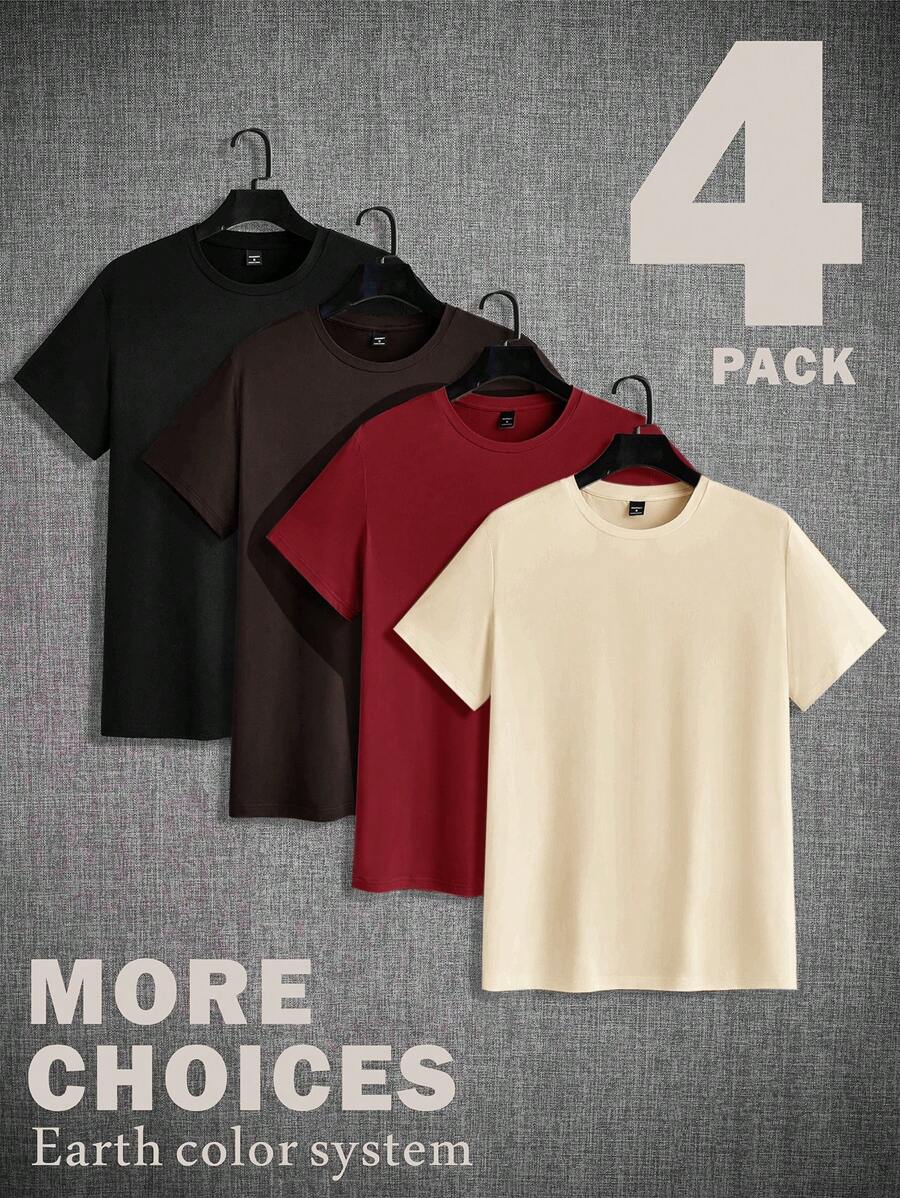 Manfinity Homme Knitted Men's Crew Neck Short Sleeve T-Shirt Multi-Pack - Multicolor - View 1