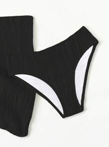 Sparklyn 3pcs Teen Swimsuit Set With Golden Decoration, Fashion Vacation Casual Swimsuit Set, Mommy And Me Matching Outfits (Sold Separately) Summer Holiday - Black - View 4