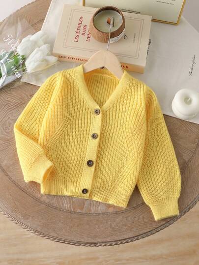 Elladie kids Young Girls & Young Girl' Lightweight Cardigans, Beige, White, Light Yellow, Apricot, Creative Textured Crochet Pattern, V-Neck, Lantern Sleeves, Ribbed Cuffs, Versatile, Fashionable, Cute, Elegant, Suitable For Spring/Summer, School, Daily Outings, Knitted Sweater Jacket