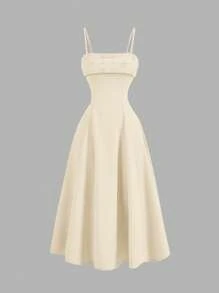 Girlism Teen Girl Knitted/Christmas/Party/Holiday/Faux Pearl Beaded Camisole Dress, Back To School Dress, Back To School Outfit, Fall Dress, Dress - Apricot - View 4