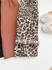 SHEIN 3pcs/Set Cute Leopard Print Black Elastic Waist Pants, Versatile Summer - Multicolor - View 5