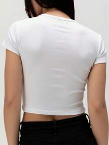 INAWLY Solva 女士休闲百搭纯色短袖 T 恤 - 白色 - 查看 4