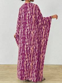 SHEIN Clasi 女士条纹蝙蝠袖 V 领开衩长衬衫罩衫连衣裙长款女装