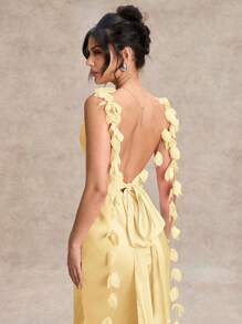 SHEIN BAE Summer Beach Vacation 3D Solid Color Macaron Color Pastel Color Pink Color Knitted Super Long Slim Wedding Dress Bridesmaid Dress Cocktail Dress Date Dress Party Dress School Season Dress Holiday Dress Birthday Dress Night Out Dress Valentine's Day Outfits Summer Outfits For Women/Spring Clothes/Valentine Day Outfit/Carnival/Beach Vacation Outfits Dresses For Wedding Event,Butter Yellow Dress