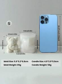 1 件心形玫瑰熊蜡烛硅胶模具 - DIY 情人节手工香薰熊工艺品，适用于家居装饰、婚礼装饰和派对礼品 - 浪漫礼物和庆祝活动的完美选择 - 白色 - 查看 6