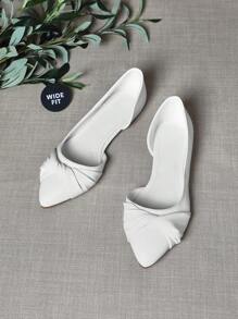 SHUZIA Women's Wide-Fit Comfortable Pointy Toe Twist Strap Casual Flats Mother's Day Present