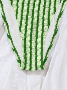 Swim Vcay Set Bikini a righe da donna con collo all'halter per la spiaggia estiva