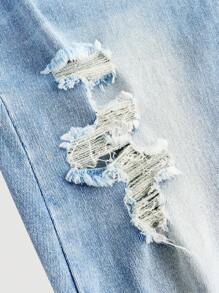 SHEIN Girlism Teen Girls Light Wash Ripped Denim Shorts: And Stylish Distressed Jean Shorts With Zipper Detail For Summer - Light Wash - View 4