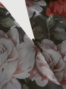 SHEIN MOD Váy xòe hở phía trước hở bèo nhún cỡ lớn cho nữ có nơ trang trí ở tay áo và eo trên - màu đen - Xem 3