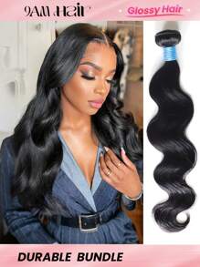 Glossy Hair 1Pc Body Wave Human Hair Bundles Unprocessed Human Hair Curly Human Hair Weave Double Weft Hair Extension Natural Black Color For Women