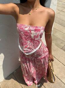 Sunnyshic Váy Maxi Dài Cạp Thấp In Họa Tiết Paisley Rộng Rãi Cho Nữ, Khu Nghỉ Mát Bãi Biển Mùa Hè - Nhiều màu - Xem 7