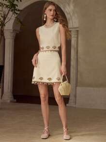 MOTF PREMIUM 亚麻刺绣短裙