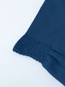 Sparklyn 少女夏季休闲度假高腰宽松阔腿裤，蓝色 - 寶藍色 - 查看 4