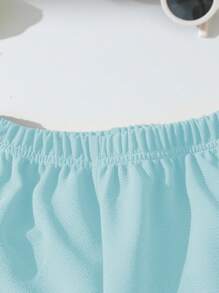 SHEIN 2 件套年轻男孩休闲标语印花半拉链短袖 Polo 衫和短裤套装，适合日常休闲、运动、学校、户外、春夏季