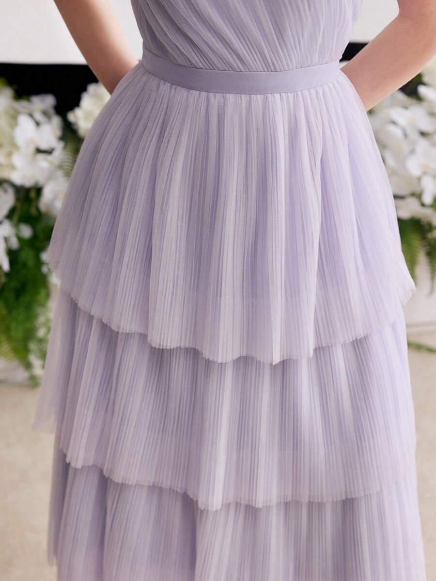 MOTF Soiréza TIERED LAYER ASYMMETRICAL NECK COCKTAIL DRESS - Mauve Purple - View 2