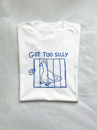 INAWLY Camisetas de mujer "Se puso demasiado tonta", camiseta de moda, camisetas estéticas, regalo para hermanos, regalo para hermana, camisetas divertidas de vacaciones, moda ahora, blusas y camisetas de moda