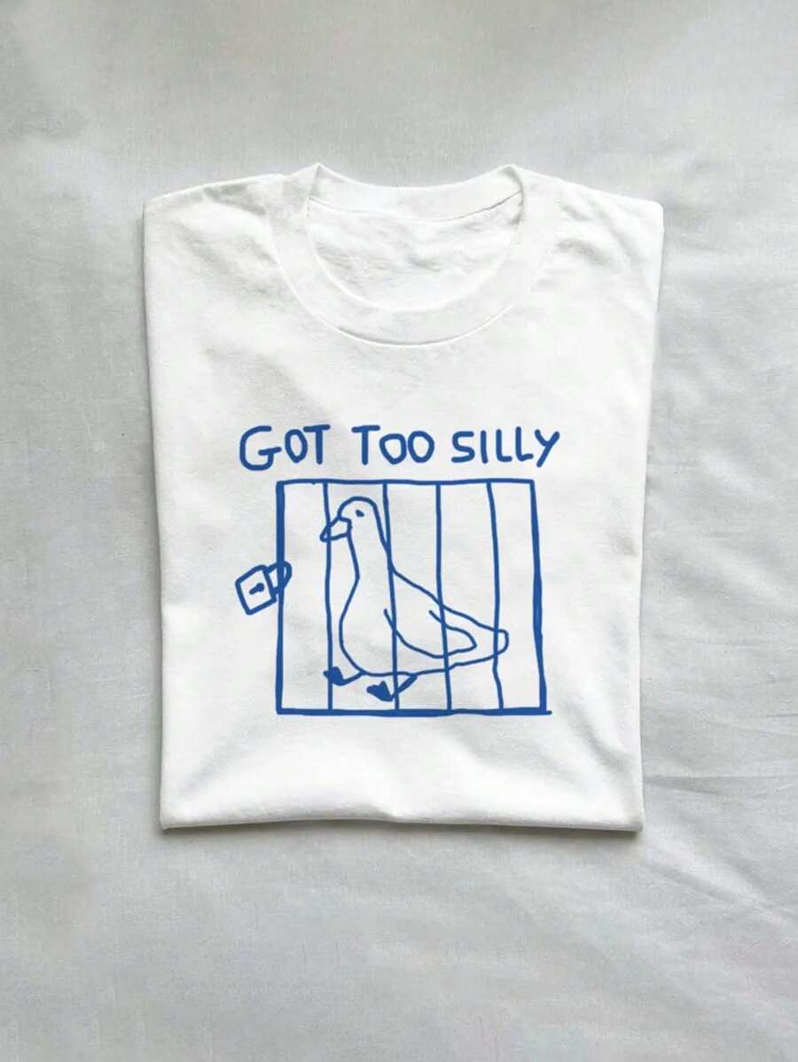 INAWLY Women T-Shirts Got Too Silly Tshirt Fashion Now, Fashion, Aesthetic T-Shirts, Siblings Gift, Gift For Sister, Funny T-Shirts Holiday T-Shirts, Fashion Now, Fashion Tee Tops Shirts - White - View 1