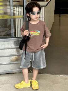 DAZY Young Boys T-Shirt, Fall Clothes - Brown - View 1