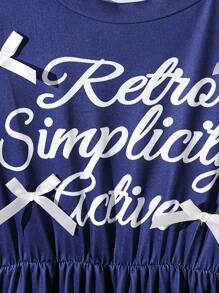 Tween Girls Navy Letter Print Dress