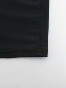 Manfinity VDAYZ Men's Letter Print Raglan Sleeve One-Piece Swimsuit With Shorts - Black - View 5