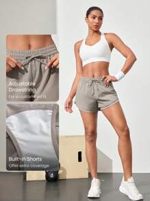 GLOWMODE Quần short cạp cao nhiều lớp nhẹ VitalSwift 4,5" có quần lót tích hợp Dây rút có thể điều chỉnh Hàng ngày Thường ngày Mùa hè Nhanh khô Thấm hút ẩm Chống mùi - Màu Khaki - Xem 3