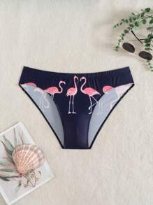 Surfspeed Plus Size Men's Summer Flamingo Print Swim Briefs,Hawaiian