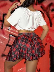 Set di lingerie sexy taglie forti (2 pezzi: top e gonna)