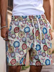 Manfinity RSRT 男士休闲日常短裤，是海滨度假的完美之选。这款短裤采用INS风格的波西米亚几何彩色图案提花面料，搭配松紧腰带，时尚百搭。无论是夏威夷海滩度假、音乐节还是日常穿着，这款短裤都是理想之选，也是送给男友或丈夫的绝佳礼物。此外，还有一款印花男士宽松口袋休闲短裤，风格百搭，适合度假海滩穿着。