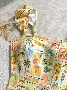 Soleia Beach Vacation Outfits Swimwear Women Swimsuit Summer Beach Outfits For Woman Vacation Outfits Woman  High Waisted Bathing Suit Beach Holiday Modest Cute Flounce Print One-Piece One Piece Swimsuit Women - Multicolor - View 3