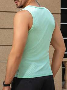 Manfinity Dauomo Men's Casual Solid Color Textured Front Button Vest For Summer