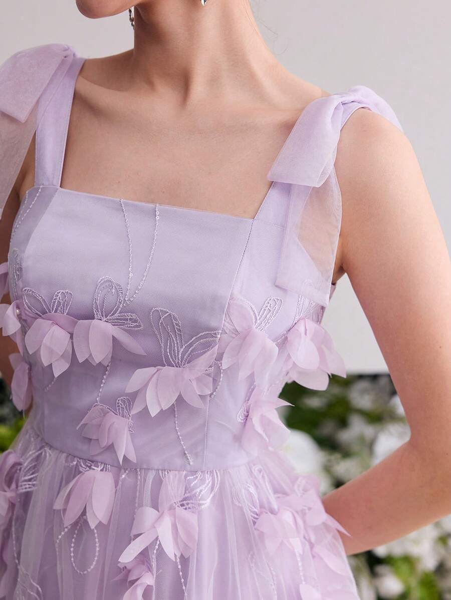 MOTF Soiréza CONTRAST MESH APPLIQUES COCKTAIL DRESS - Mauve Purple - View 2