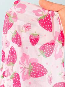 3-Piece Baby Girls' Strawberry Print Beach Swimsuit Set - Pink - View 6