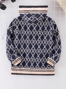 SHEIN Tween Boys Casual Printed Hoodie Jacket With Thermal Lined, Thick Padded Coat For Commuting, School, Daily Leisure, Travel, Sports, Suitable For Autumn/Winter - Multicolor - View 2