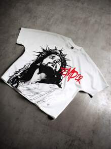 Manfinity Roghcode Men's Loose Personalized Print Short Sleeve T-Shirt, Fashion Suitable For Summer Y2k Clothes For Men Y2k Shirt Men Y2k Clothes Men Rock T Shirts Men Streetwear