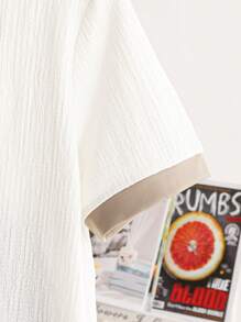 2 Pcs Set Of Casual Vintage Loose Fit Polo Shirt + Mid-Waist Relaxed Shorts For Teen Boys & Young Teen Boy, Suitable For Daily Wear - Multicolor - View 5