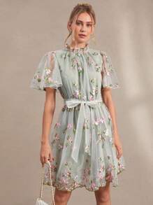 Amorya Vestido de mujer nuevo, elegante y con malla bordada, con cinturón, casual y cómodo, sin mangas, vestido de verano para mujer, ropa de verano, vestido de Pascua, ropa de Pascua, ropa de iglesia para mujer, ropa de iglesia elegante de vacaciones casual, ropa bohemia para mujer, vestido de graduación/vestido de graduación blanco/vestido de fiesta de graduación, conjunto de brunch para mujer, vestido de invitada de boda, ropa de iglesia para mujer, ropa de iglesia, vestido de feria del Renacimiento de verano para mujer