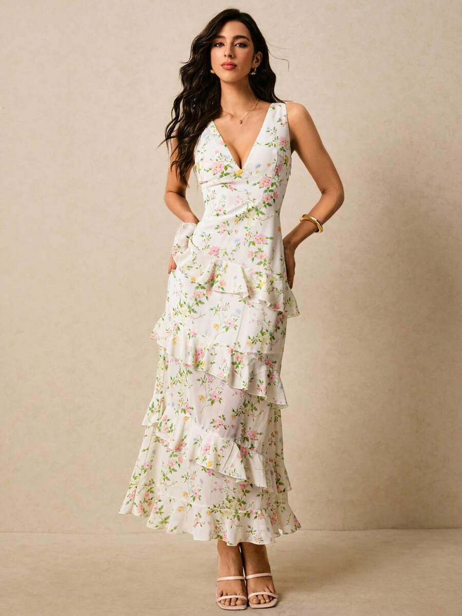Poéselle Váy nữ Váy chiffon hở lưng Váy hoa lãng mạn Váy lá sen Váy Váy dài Váy dài không tay cổ chữ V sâu cho nữ, thời trang cho sinh nhật mùa hè Trang phục nữ Váy dài Váy lễ Phục sinh Quần áo mùa hè Váy lễ Phục sinh cho nữ Váy mùa hè Váy thường ngày cho nữ Váy thường ngày Trang phục hòa nhạc đồng quê Váy bồng bềnh Trang phục đi chơi Váy dễ thương - Nhiều màu - Xem 1