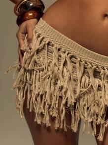 MUSERA Knitted Layered Fray Y2k Mini Skirt For Summer, Vacation, Festival Rave Ibiza Holiday Beach Western Fall Night Out Autumn Winter Techno Fall Winter Chic