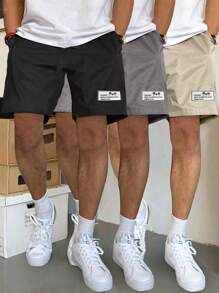 SHEIN Tween Boy Buy Two Get One Free 3 Packs Casual Sports College Artistic Style Retro Shorts With Badges High Cost-Effective Multi-Pack Suitable For Back To School Suitable For Birthday Parties, Evening Parties, Performances, Weddings, Baptisms, Opening Ceremonies, Daily Use Suitable For Daily Use Suitable For School Suitable For Travel Suitable For Sports Suitable For Spring And Summer