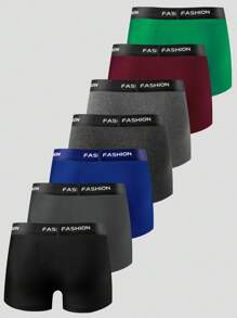 Men's Letter Print Elastic Waist Boxer Briefs (7pcs/Set) - Multicolor - View 3