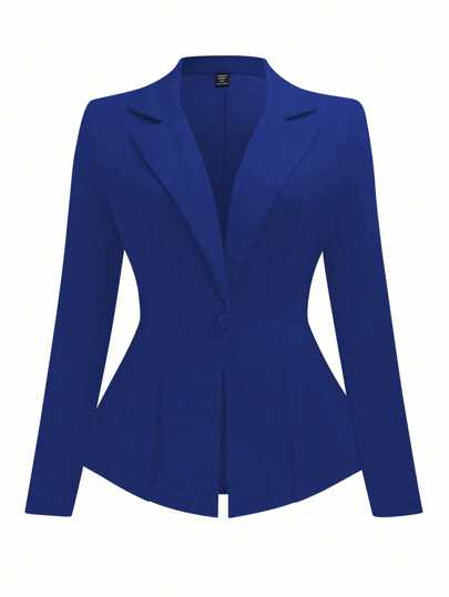 SHEIN Clasi 大码女式纯色斑驳翻领长袖修身西装外套