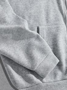 SHEIN Forever 21 Męski obszerny, pudełkowy, rozpinany, dwuczęściowy zestaw z bluzą z kapturem i spodniami dresowymi w kolorze jasnoszarym