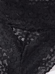 Seduluxe Ladies' Sexy Hollow-Out Lace Mid-Waist Brief Lingerie - Black - View 5